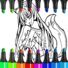 애니메이션 여우 소녀 귀여운 색칠 공부 페이지